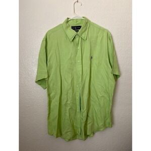 Ralph Lauren Button Up Collared Shirt Silk Linen Custom Fit Preppy Career Summer